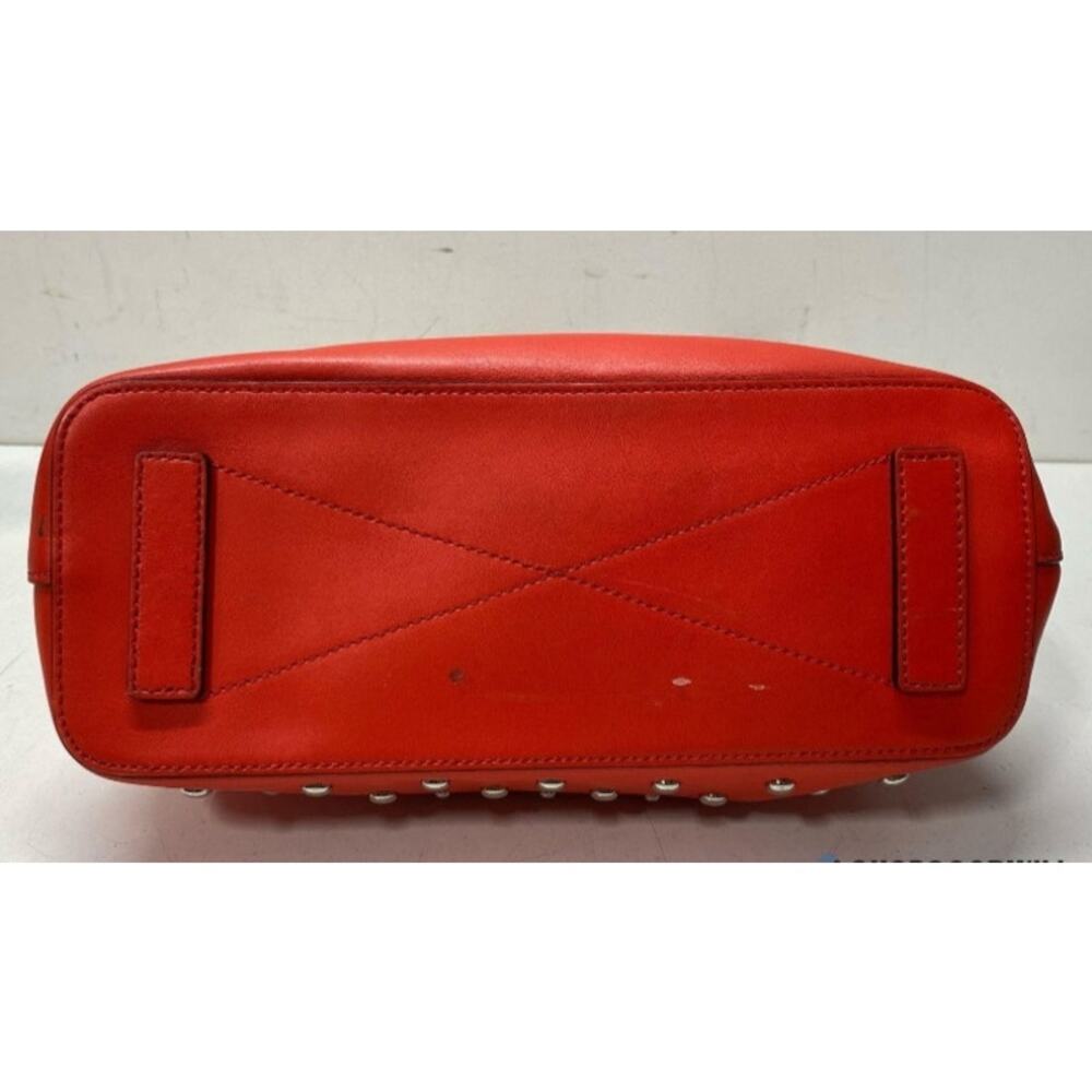 MILL STUDDED RED LEATHER CROSSBODY SATCHEL BAG - Picture 3 of 10